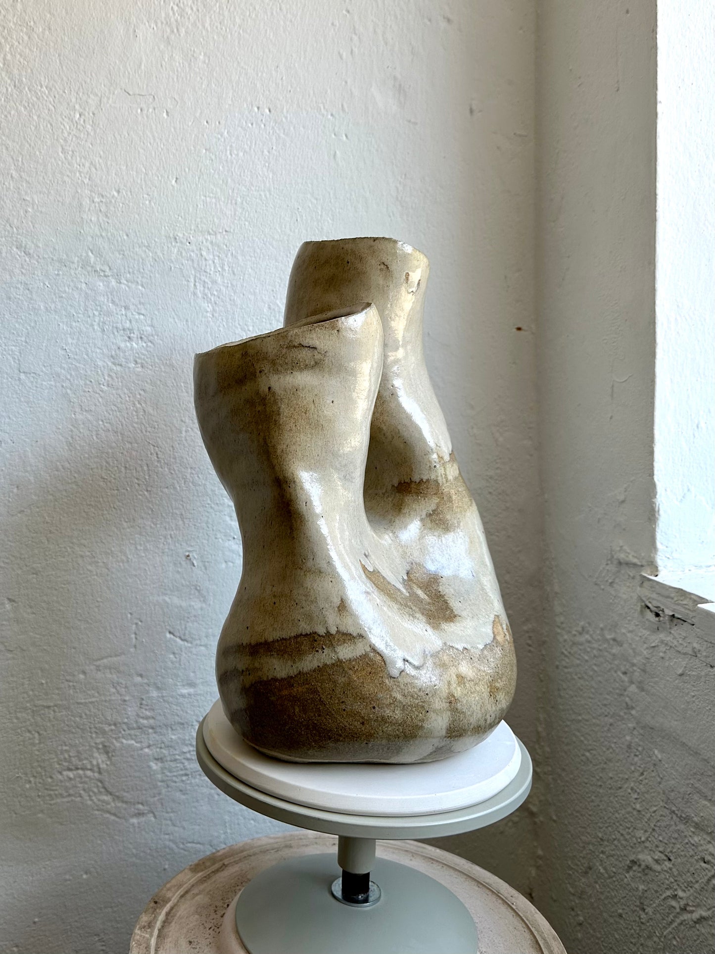 Beige Tall Vase/Sculpture, Large